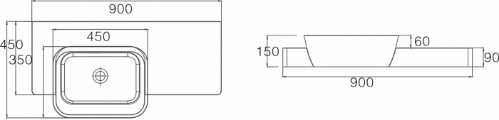 Раковина NS BATH NSS-9045G (глянцевая) 90х45. Фото