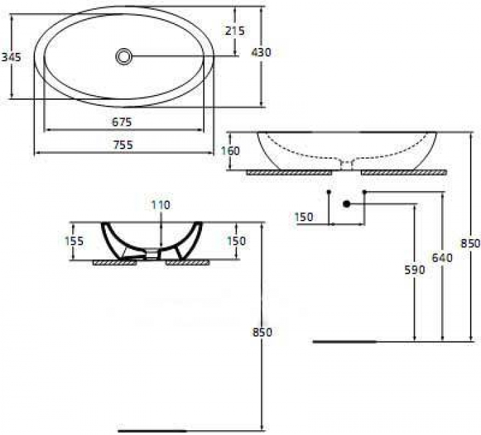 Раковина накладная IDEAL STANDARD Strada 75х42 K078501. Фото
