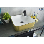 Раковина накладная GID Nc429 43х43 52218 Белый / Золото Раковина накладная GID Nc429 43х43 52218 Белый / Золото. Фото