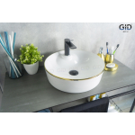 Раковина накладная GID D1306h011 44х44 53314 Белый / Золото Раковина накладная GID D1306h011 44х44 53314 Белый / Золото. Фото