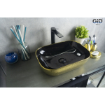 Раковина накладная GID D1333h022 46х32 53320 Черный / Золото Раковина накладная GID D1333h022 46х32 53320 Черный / Золото. Фото